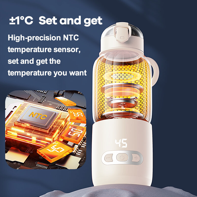 Nowa aktualizacja podgrzewacz do mleka USB do mleka modyfikowanego dla niemowląt o pojemności 400ml, precyzyjna kontrola temperatury, bezprzewodowy podgrzewacz wody Instant