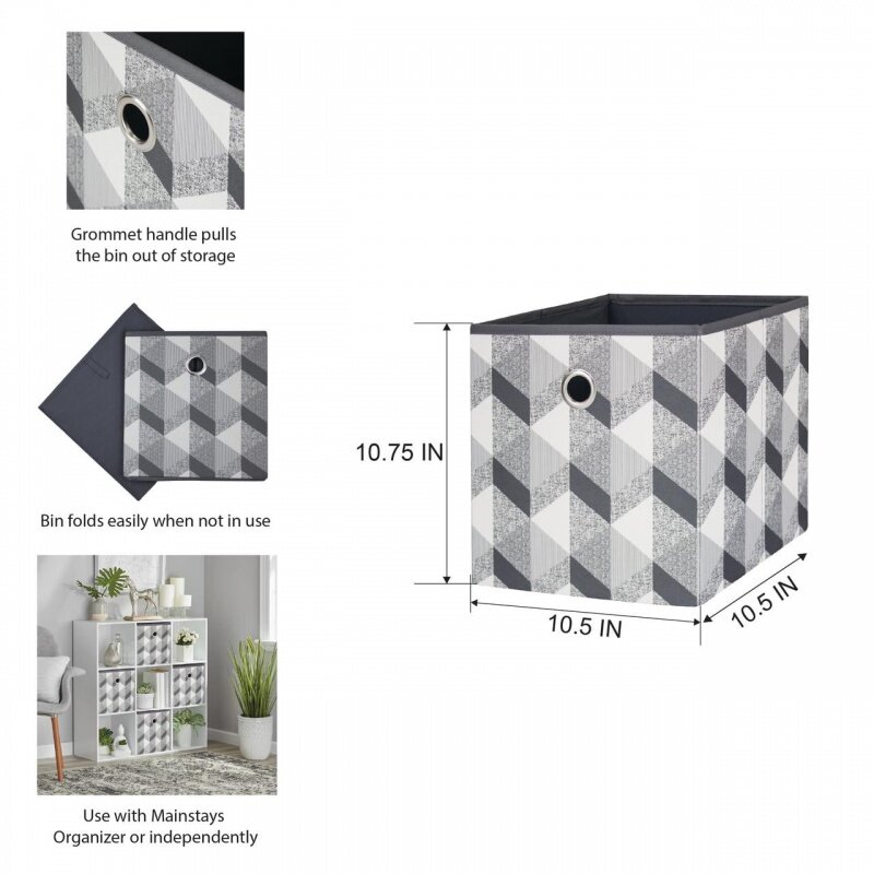 Contenitori portaoggetti pieghevoli per cubi in tessuto (10.5 "x 10.5"), confezione da 4, grigio 3D Geo