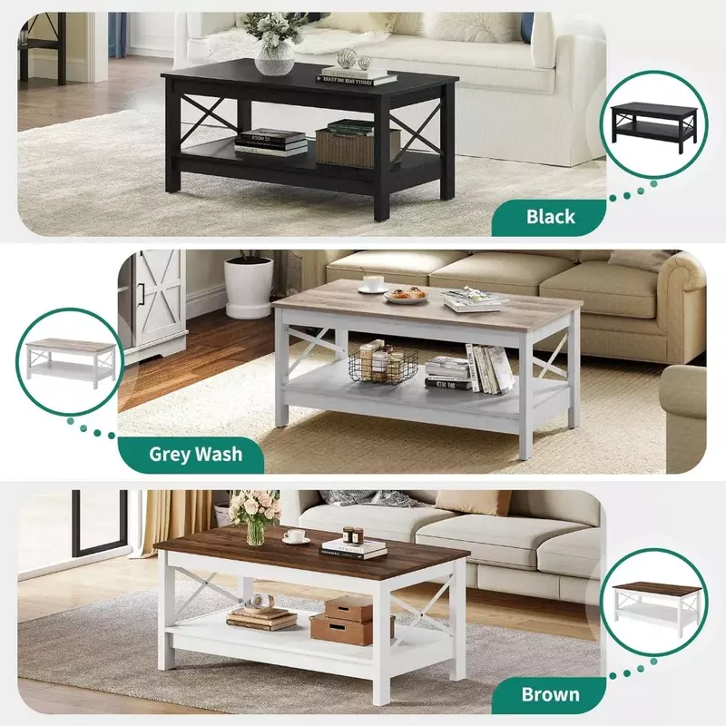 Couch tisch mit Stauraum für Wohnzimmer, moderne Industrie kaffee tische mit 2-stufigen dickeren Beinen, mit stabilem Rahmen, schwarz