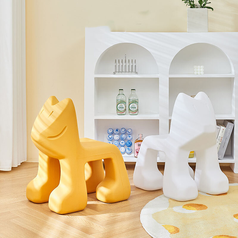 Nordic Design Children's Chairs PE Plastic Cartoon Animal Pink Low Stool Creative Furniture Living Room Bedroom Small Stools