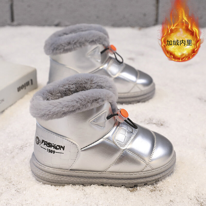 Hig Top dziecięce śniegowce aksamitne i pogrubione dziecięce buty na świeżym powietrzu dziewczęce buty chłopięce modne, dopasowane, odporne na zużycie buty zimowe dziecięce