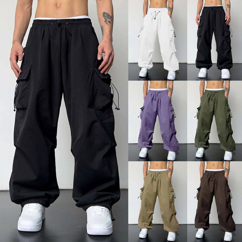Cargo Parachute Pants Men Harajuku Oversized Streetwear Y2k Hip Hop Wide Leg Joggers Baggy Techwear Climbing Training Pants