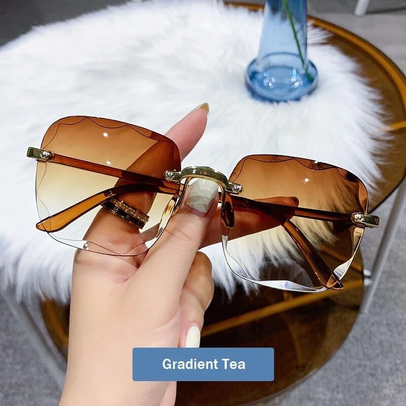 2024 New Frameless Cut Edge Sunglasses Fashion Summer Sun Visors Women's Transparent Multi-color Lenses UV400 Women Sunglasses