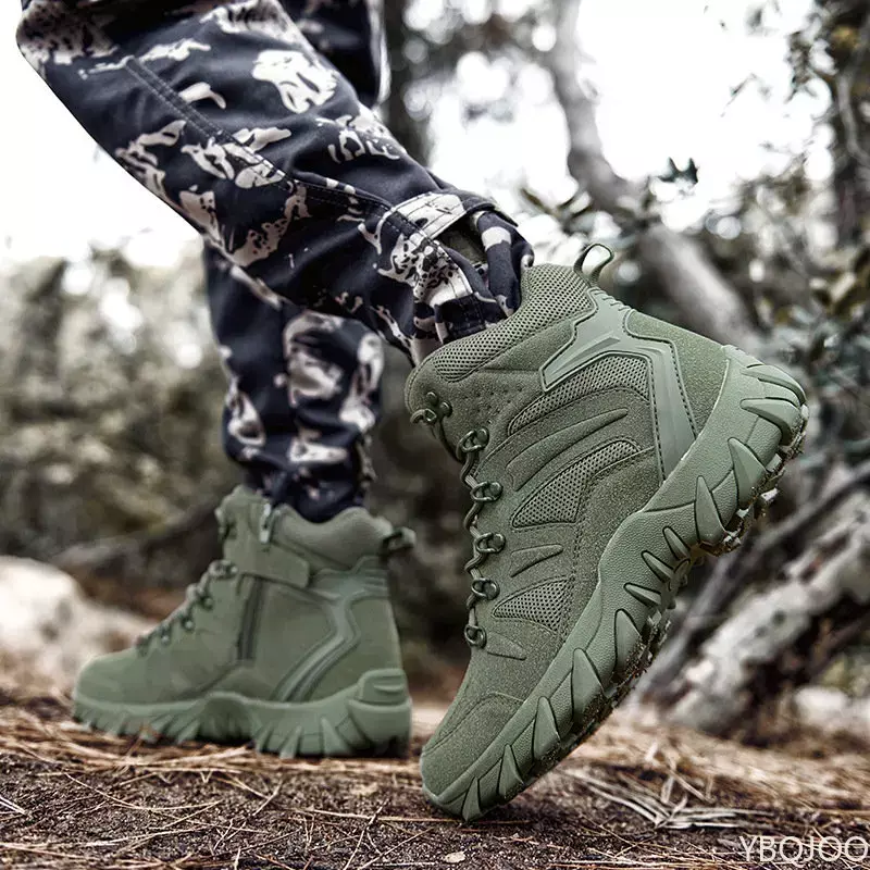 Sepatu bot militer taktis untuk pria, sepatu bot tentara tempur mendaki, sepatu bot musim dingin bahan militer