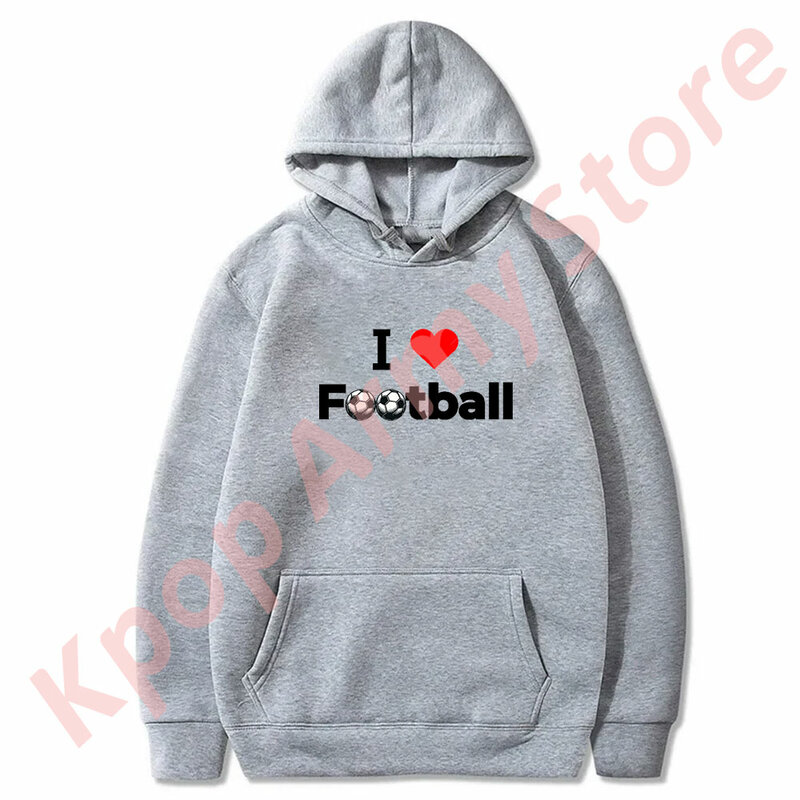 I Love hoodie sepak bola, pullover pakaian jalanan kasual modis lengan panjang Merch Logo baru