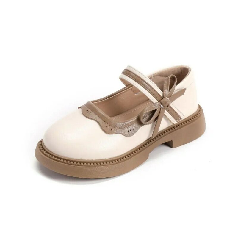 Bowknot Girls Loafers Summer Spring Leather Soft Bottom Girls Dress Shoes Square Head Princess Shoes