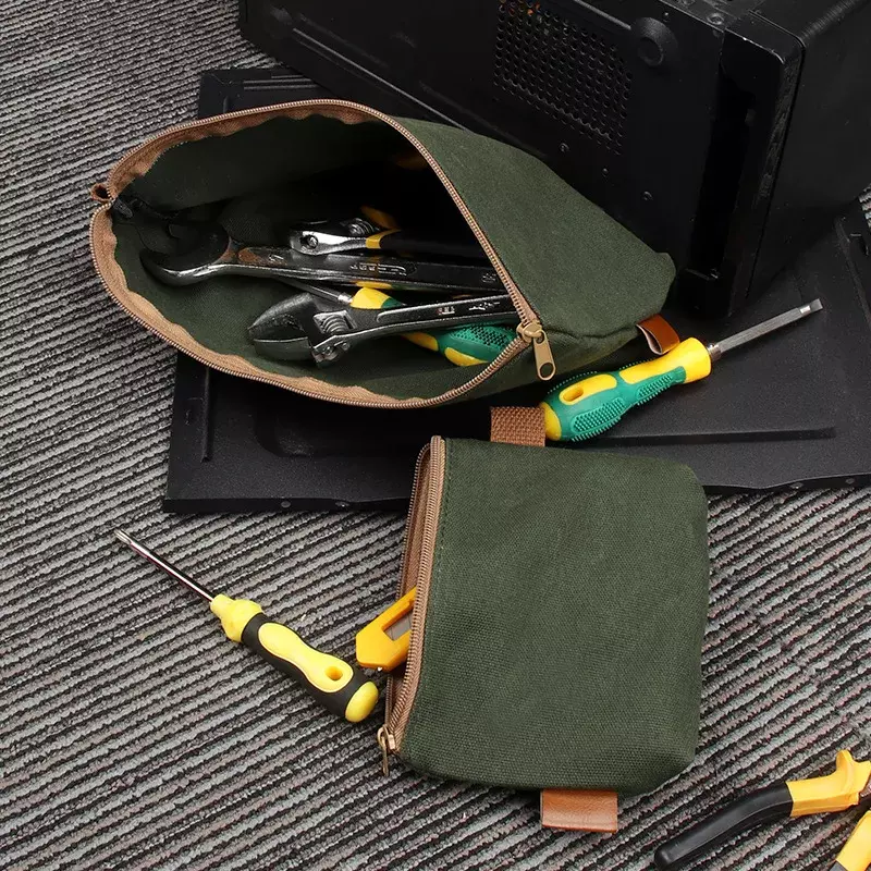 Portable wet waxed canvas Tool Bag Waterproof Hardware Storage Bags Multi-function Small Tool Bag High Quality Organizer