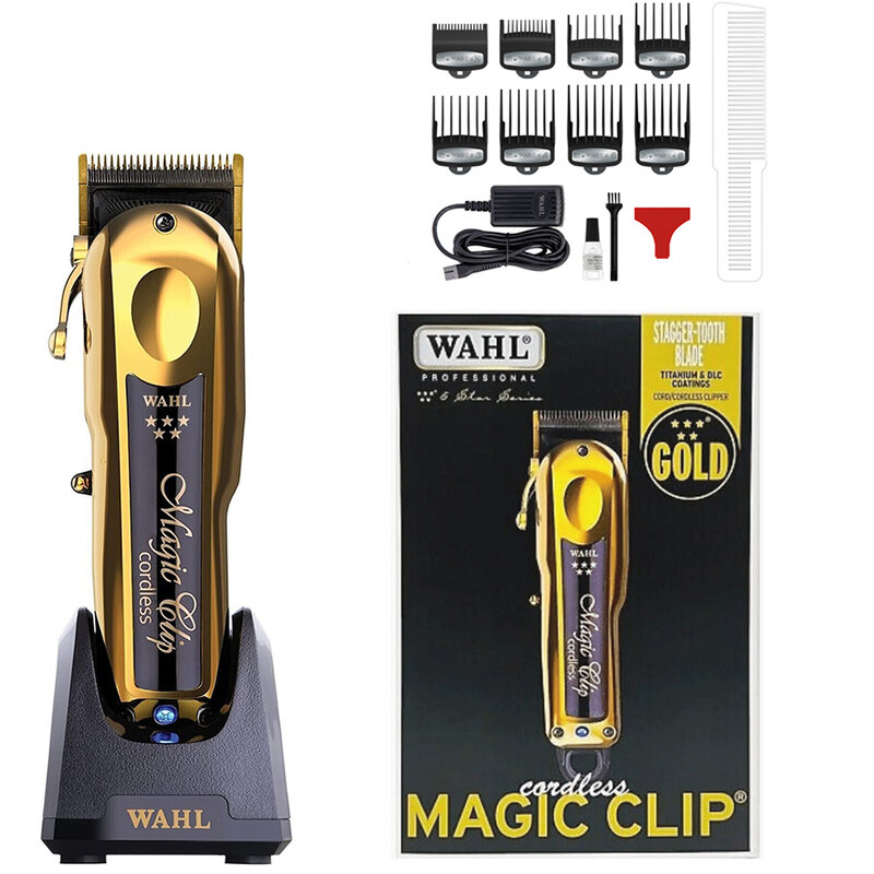 Professional 5-Star Series Cordless Hair Clipper, Magic Clip, Gold Hair Trimmer, Shaver para barbeiros e estilistas, 8148
