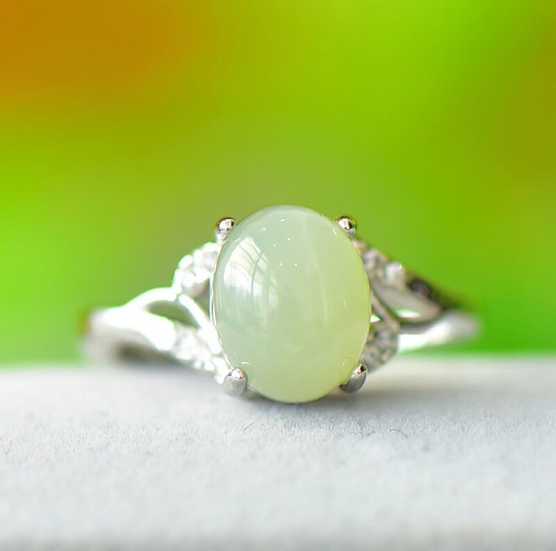 Jade Hetian💍Anillo de piedra Natural para mujer, anillos ajustables, fiesta, boda, joyería de piedras preciosas, regalos de joyería elegantes para niña