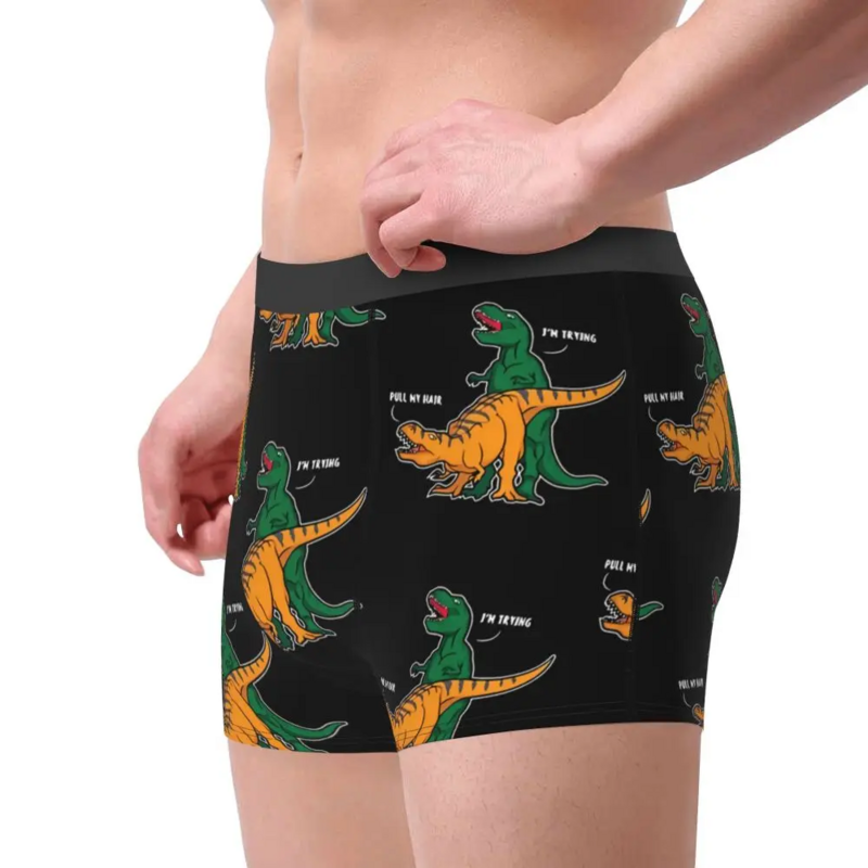 Cuecas de dinossauro boxer masculinas, roupa interior altamente respirável, shorts sexy, ideia de presente, T-Rex, alta qualidade