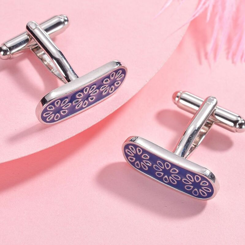 Fashion Hotsale Blue Flower Pattern Design High Quality Silver Color Cufflinks Jewelry Father's Day Gift