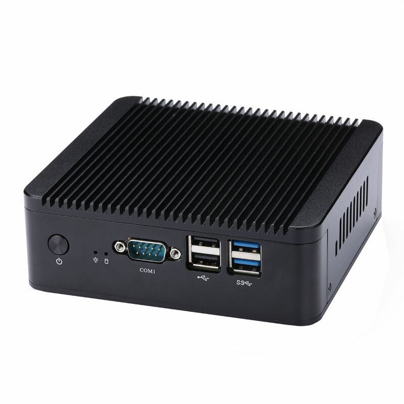 QOTOM Core i3/i5/i7 Processor 4 COM Ports Gateway Router Fanless Mini PC Q535P/Q555P/Q575P