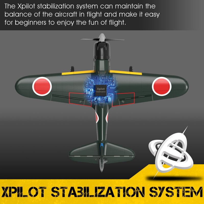Zero Warplane Beginner RC Airplanes, RTF com estabilizador Xpilot, acrobático de uma tecla, brinquedos ao ar livre para crianças e crianças, 4Ch