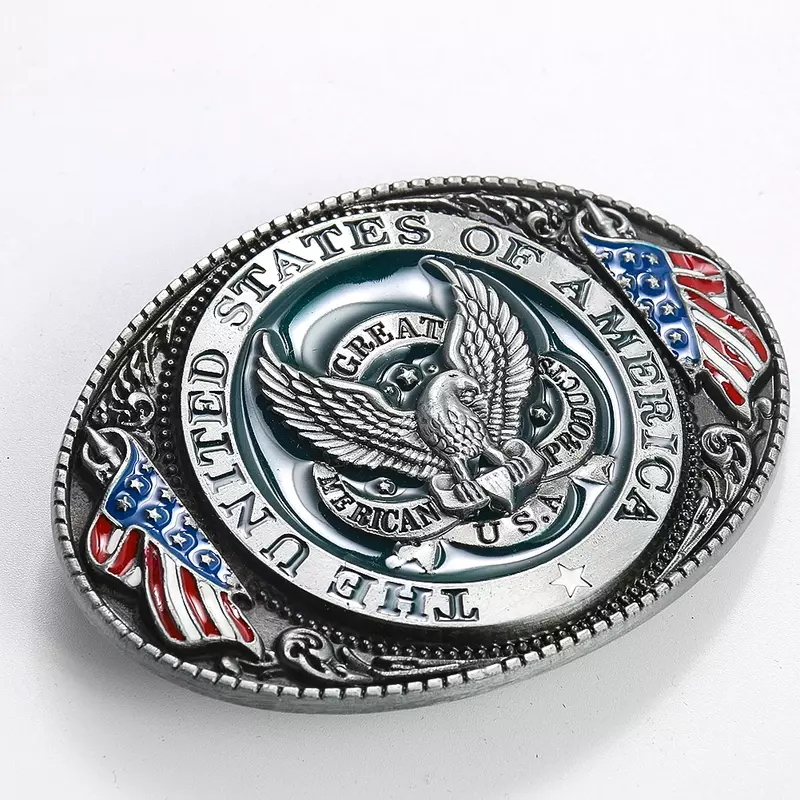 Hebilla de cinturón de aleación de águila calva para hombres, artesanía de cuero, hebilla de cintura de vaquero occidental, accesorios para Jeans, oficial del Sheriff, bandera americana