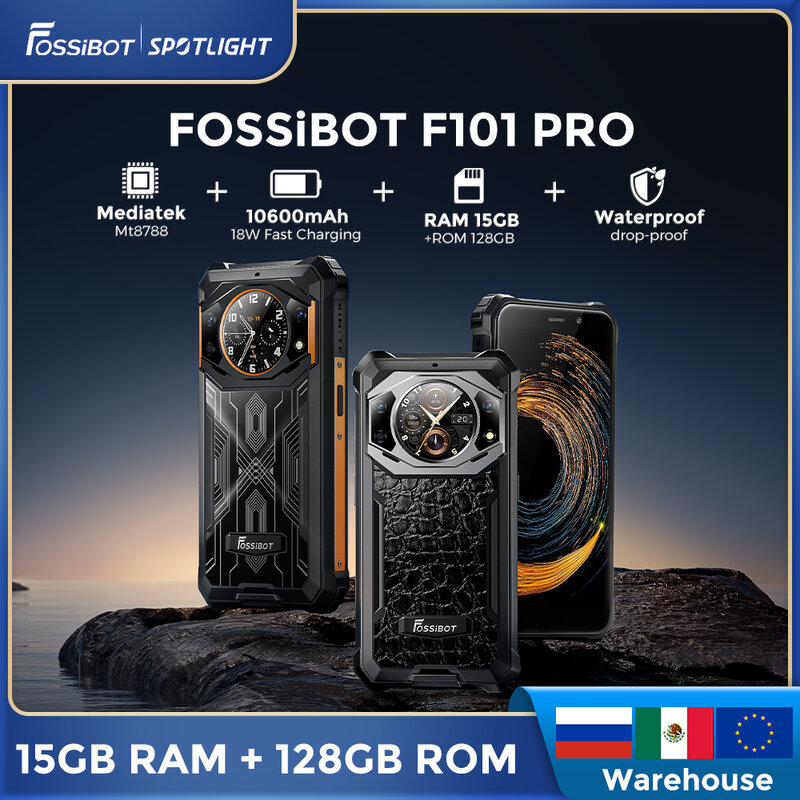 [Estreno Mundial] Fossibot F101 Pro, Teléfono Inteligente Robusto y Duradero, 10.600 mAh, IP68,15 GB + 128GB, Teléfono Móvil Impermeable Versión Global, NFC