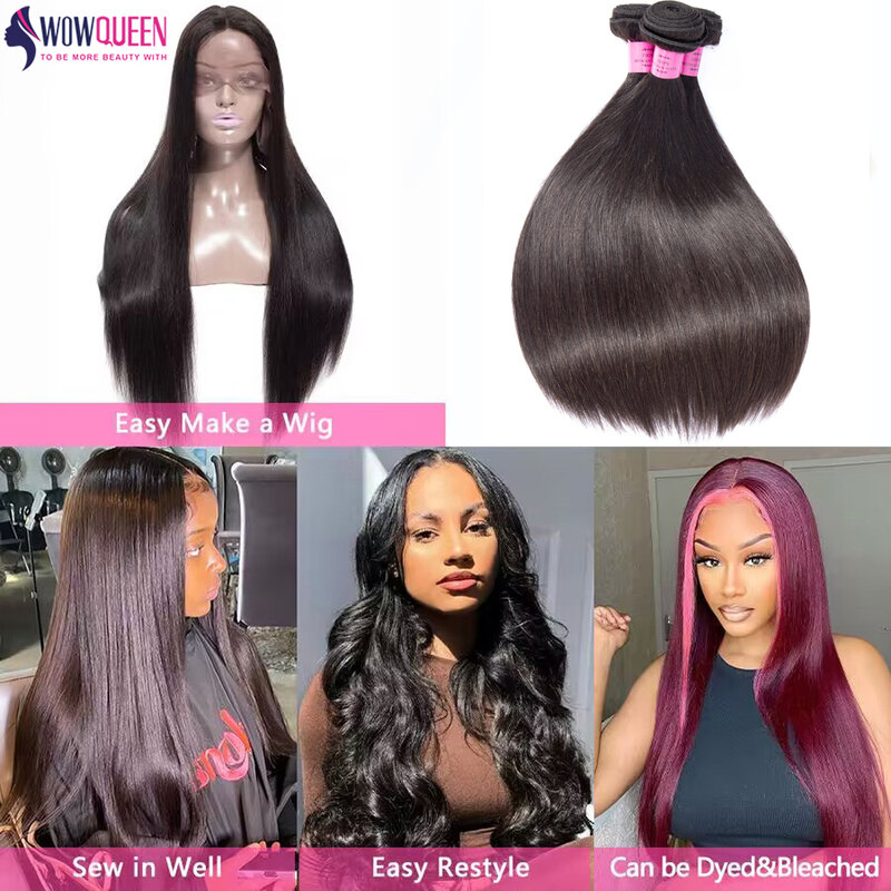 Straight Pacotes de cabelo humano, Brazilian Hair Weave Bundles, Long Thick Bundles, Raw Hair, Cheap, 12A, 28 in, 30 in, 36 in, 38 in, 40 in