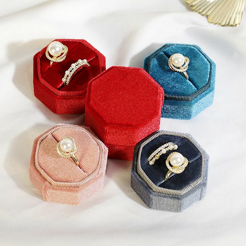 분리형 뚜껑이 있는 벨벳 보석 상자, 반지 보관함, 진열함, 웨딩 절묘한 고품질