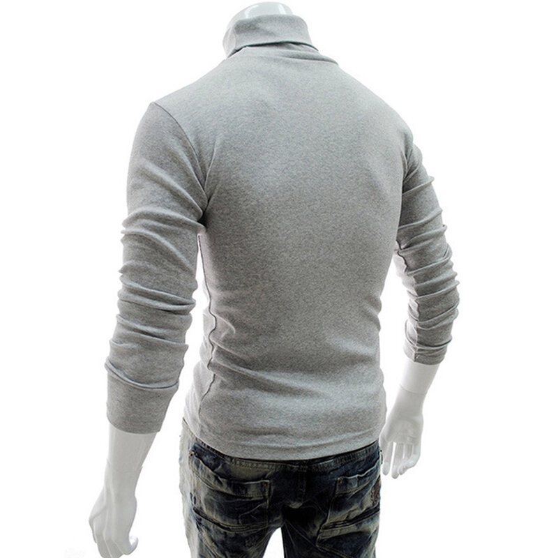 Sweater Pullover pria, baju hangat Turtleneck lengan panjang, atasan Pullover hangat nyaman regang rajut musim dingin