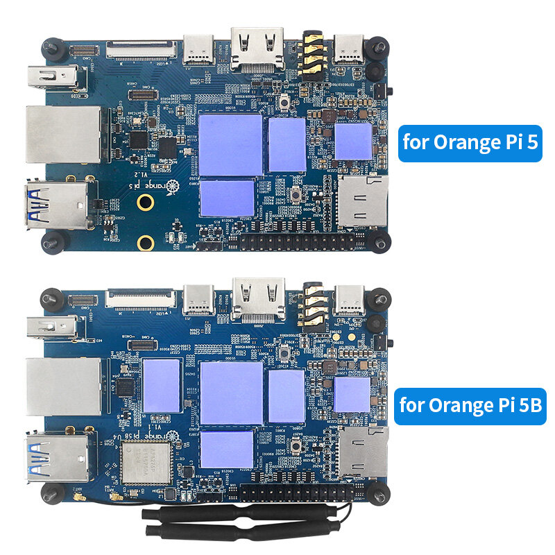 Orange Pi 5 علبة من سبائك الألومنيوم النشطة والسلبية التبريد المعدني مع مروحة الحرارة المصارف صندوق حماية ل Orange Pi 5 / 5B