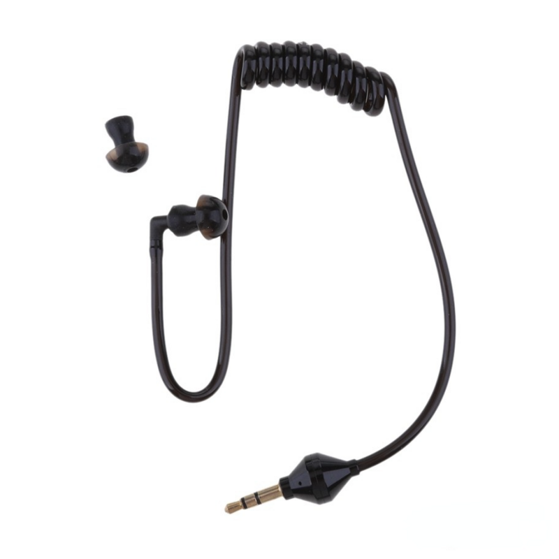 Earphone Headset Mono 3.5Mm Stereo Mikrofon Tabung Udara Earpiece Tunggal Di Telinga Aksesori Hitam Pengganti
