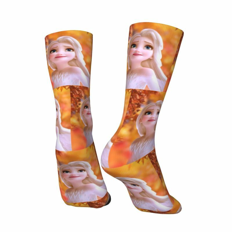 Милые носки принцессы Эльзы из аниме «Холодное сердце» для мужчин и женщин, теплые спортивные носки с 3D-принтом из анимационного фильма, баскетбола