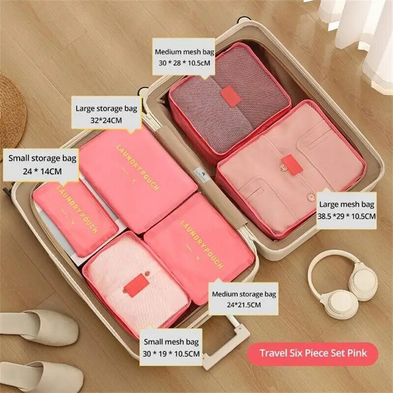 Travel 6-piece Set Of Baby Clothes Storage Bag Travel Supplies Underwear Shoe Care Tools Suitcase Organization And Storage Bag