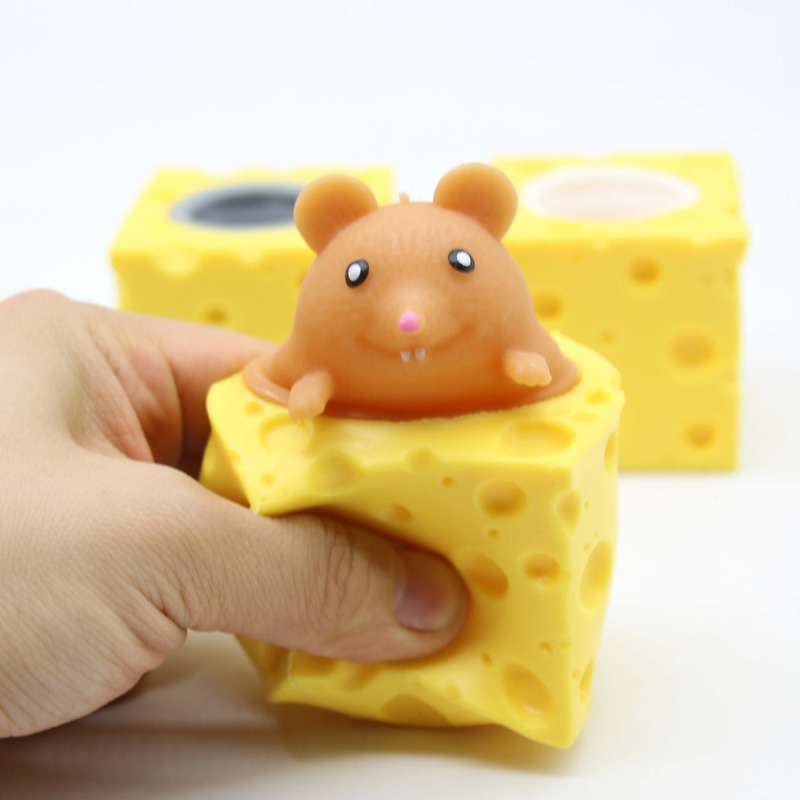 Wyskakująca zabawka antystresowa zabawka z klocków mysz i serów zabawa w chowanego figurki antystresowe zabawki typu Fidget odprężające dla dorosłych dzieci