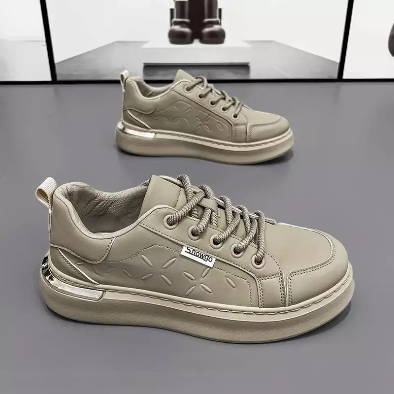 Sneaker Men's Autumn and Winter Leather Surface Casual Shoes Men's Trendy Easy Wear Shoes Soft Bottom Running Shoes