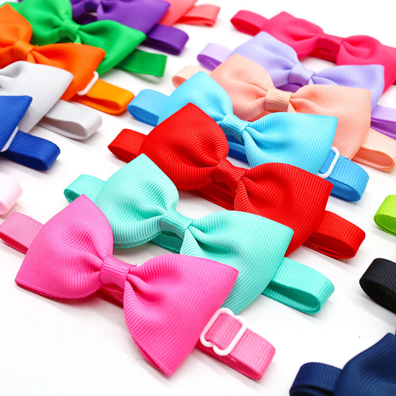 Bulk Solid Small Dog Bowtie Pet Dog  Bow Ties Collar For Dogs Cats Summer Pet Dog Bows Small Dog Cat Grooming Accessories