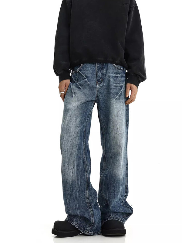 Red dachic Icon Männer zerkn ittert Baggy Jeans Clean fit geknackt Distressed Hose mit niedriger Taille lässig breite Hosen Vintage Y2k Streetwear