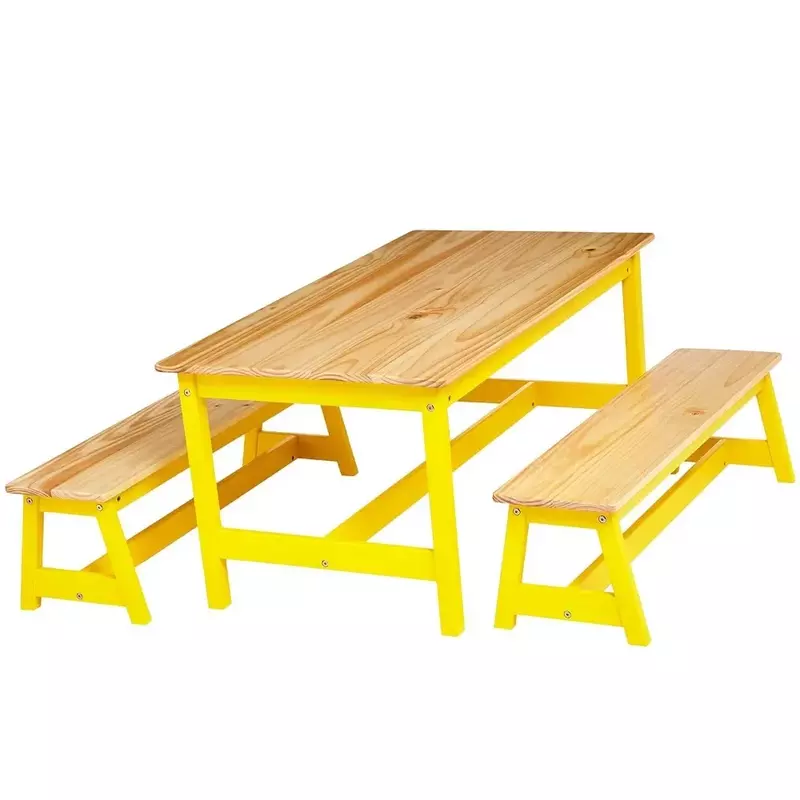 Indoor Kids Table and Bench Set, Natural