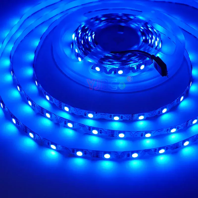 Strip LED dapat ditekuk tipe 12V 5M S, 60LED/m SMD 5050 pita lampu RGB 48LED/m putih/putih hangat bilah lampu fleksibel tidak tahan air