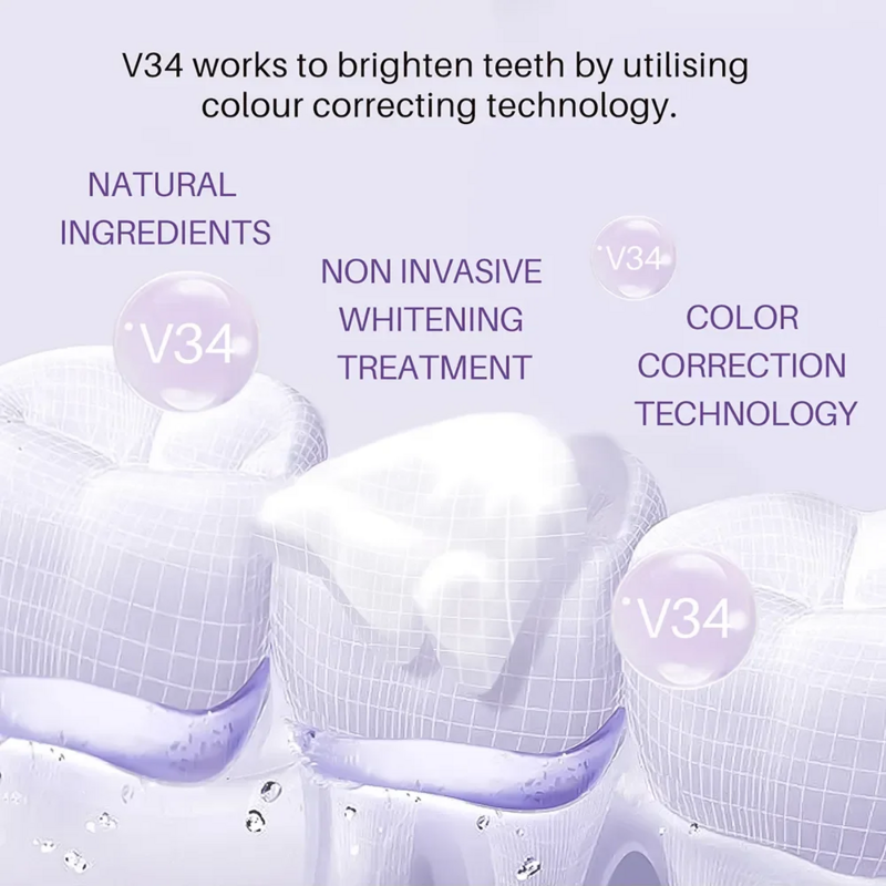 V34 무스 치아 청소 치약, 효과적인 치아 청소 미백 치약, 노란색 감소 치아 얼룩 구강 제거, 30ml
