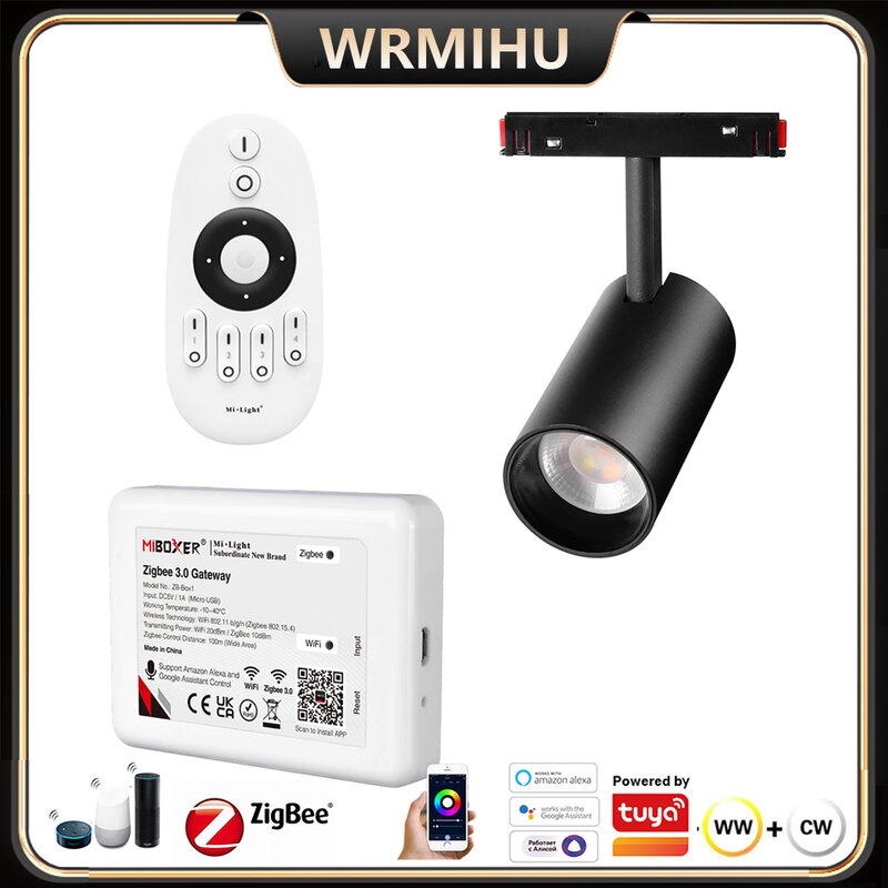 Miboxer – projecteur magnétique double blanc intelligent, Zigbee 3.0 + 2.4G RF, rail de guidage pour éclairage de fond, TUYA, dc 48v, 6W, 12W, 25W