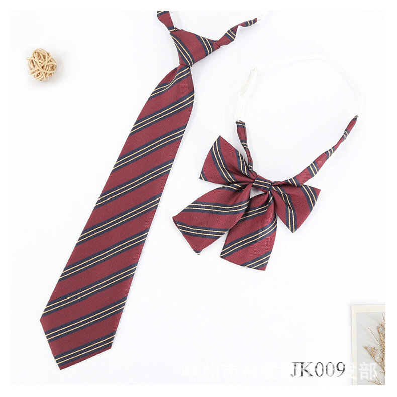 Preguiçoso jk laços feminino listrado linho pescoço gravata meninas estilo japonês para jk uniforme bonito gravata camisa escola acessórios