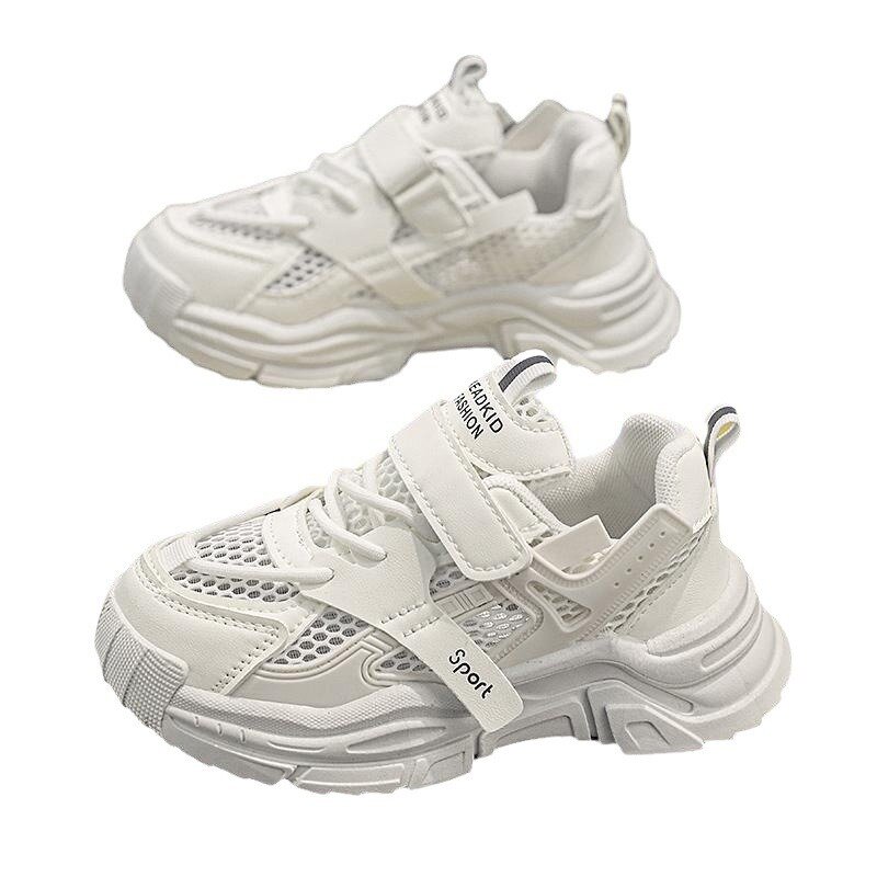 2024 Summer New Boys and Girls Sports Shoes Single Mesh Breathable Single Shoes Classic Solid Color Casual Shoes