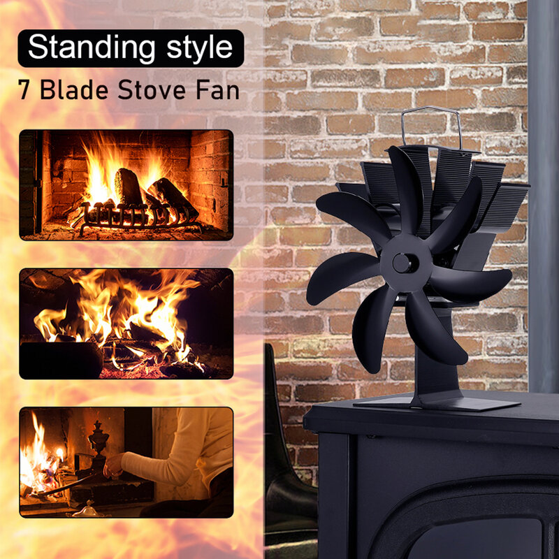 7 Blades Stove Fan Heat Powered Fireplace Fan Log Wood Burner Eco Quiet Fire Wood Heater Home Warm Efficient Heat Distribution