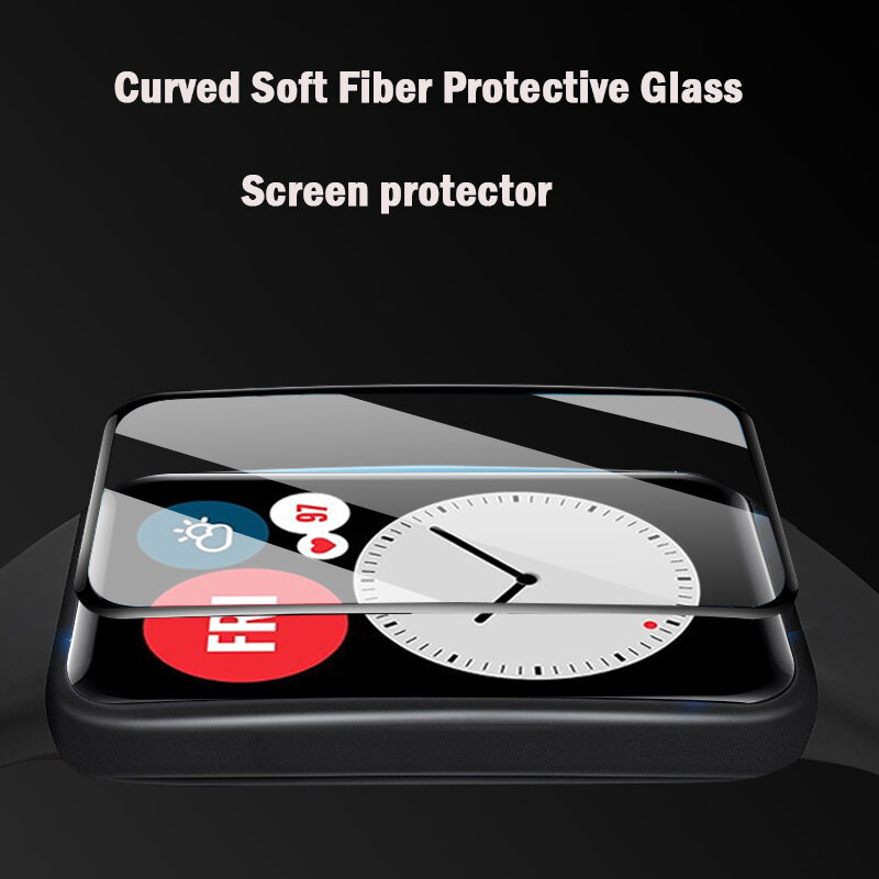 Vidro para huawei relógio ajuste 2 acessórios smartwatch 9d hd tela filme macio completo temperado protetor capa huawei relógio fit2 vidro