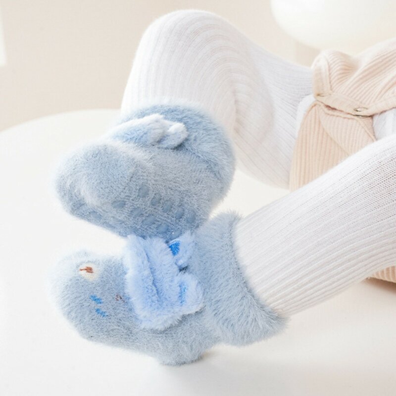 Calzini per neonati e bambine calzini per bambini traspiranti in pile tinta unita calzini da pavimento calzini a piedi nudi scarpe antiscivolo