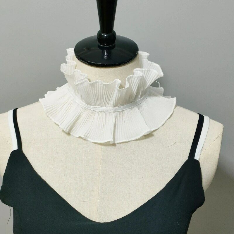Lady ปลอมสีขาว Ruffled ปรับขนาด Ruffle Collar Victorian ปลอมสำหรับเสื้อชุด Decors