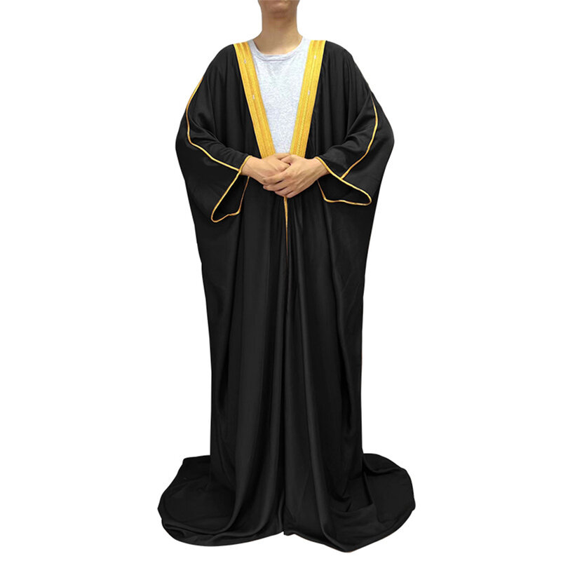 Qualität Männer arabischen Umhang Bisht Thobe Eid Abaya muslimischen Stoff Langarm Robe