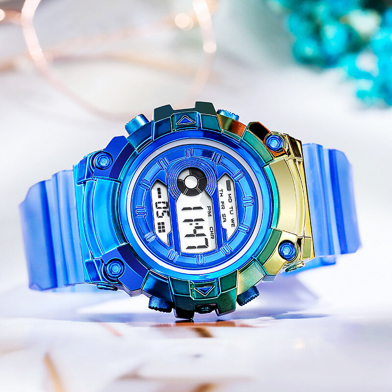 Gradient Bunte Frauen Uhren Leucht Casual Digitale Sport Uhr Geschenk Uhr LED Mädchen Liebhaber Armbanduhr Mode Weibliche Uhr