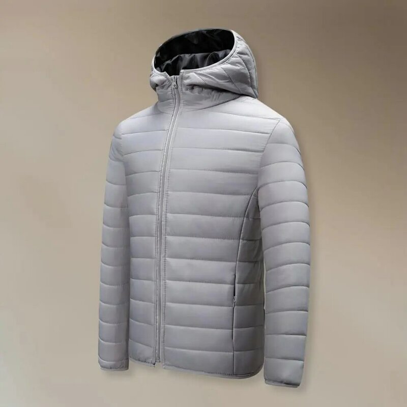Mantel katun bertudung pria, jaket panjang tahan angin dengan bantalan tebal tahan angin untuk musim dingin