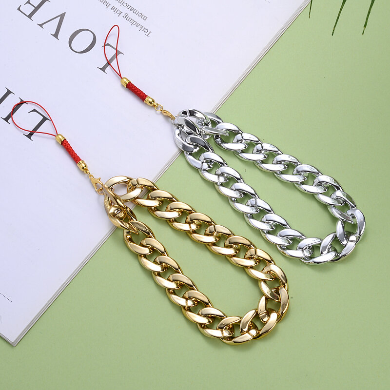 Metal Acrylic Mobile Phone Chain Gold Silver Fashion 1Pcs Anti-Lost Phone Lanyard Key Chain Hold Straps Jewelry Accessories