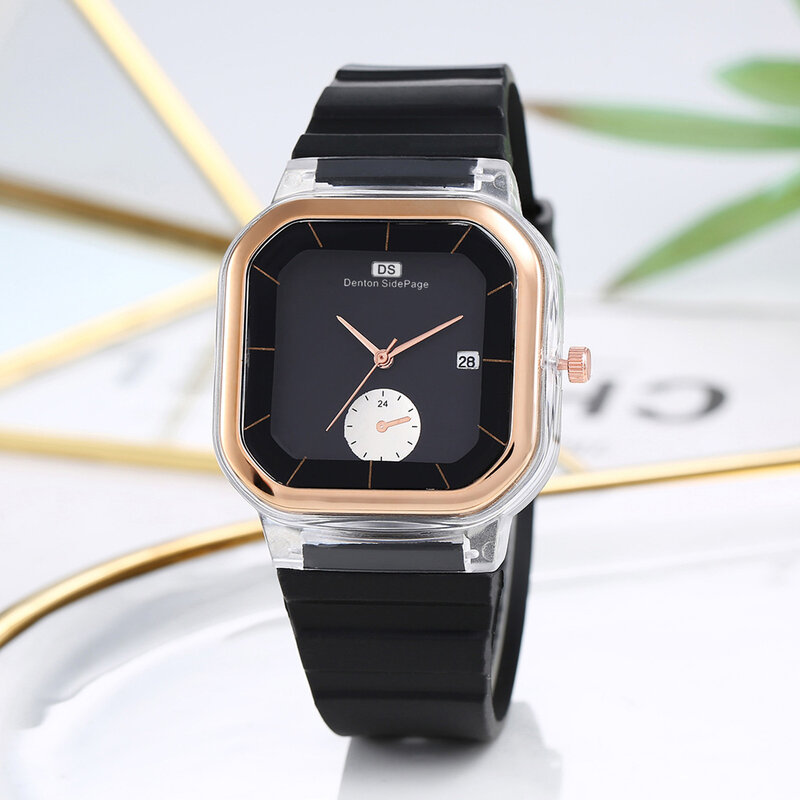 Relógio de pulso de quartzo de design minimalista feminino, silicone, elegante, presente de dia dos namorados para namorada