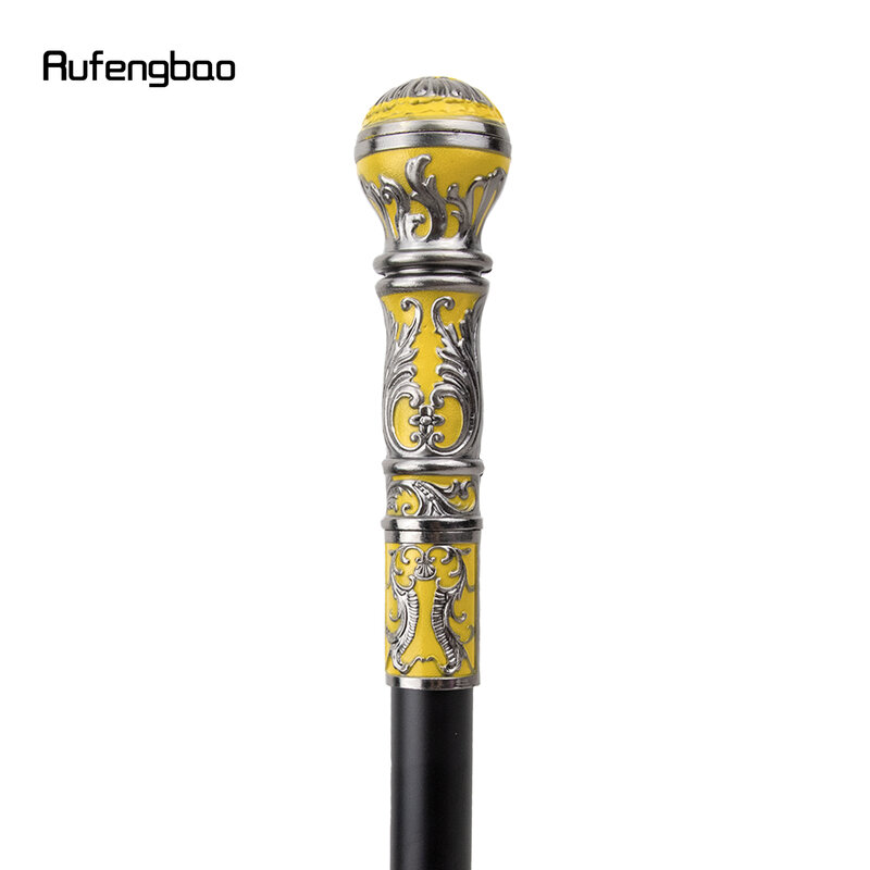 シルバーイエローの豪華な丸いハンドル,ファッショナブルなウォーキングスティック,パーティー,装飾的な杖,エレガントな杖,ノブ,93cm