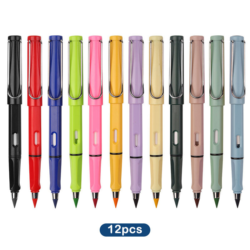 12 Color Eternal Pencil Erasable Colorful Lead Pose Pencil Children's Color Pencil No Need to Sharpen Student Drawing Pencil
