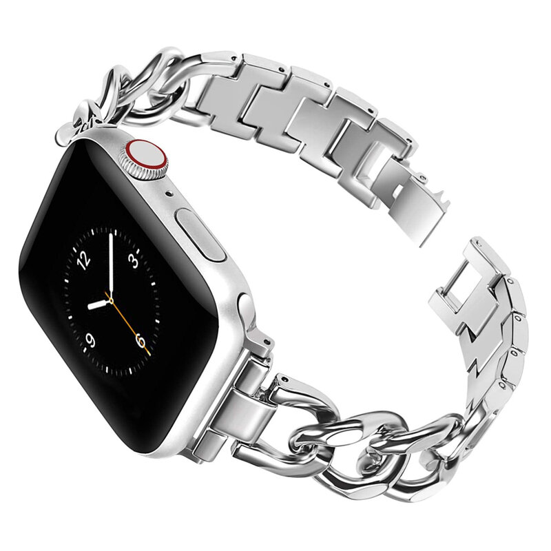Voor Ketting Apple Horloge 8 6 Se 40Mm 44Mm 41Mm 45Mm Ultra Band Roestvrij Stalen Band armband Iwatch 7/6/5/4/3 Polsbandje 38Mm 42Mm