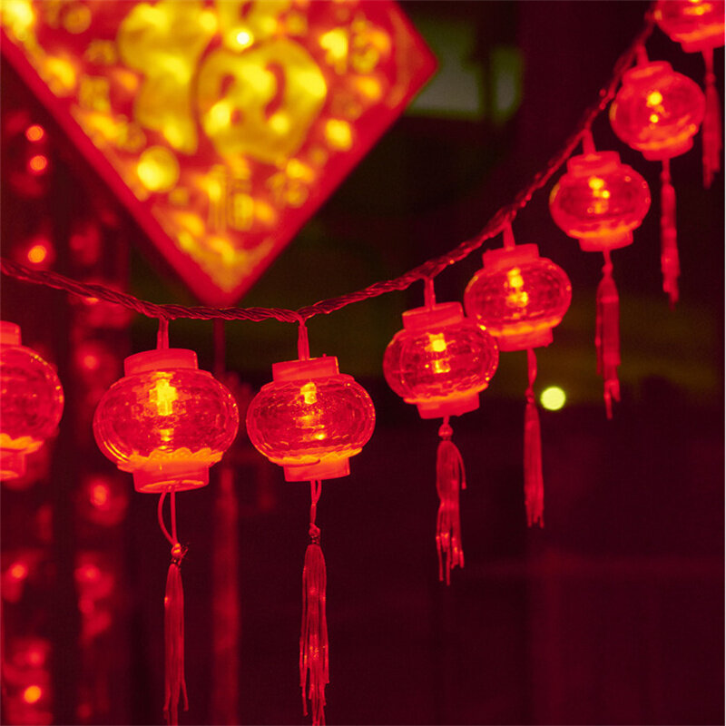 2M 10LED Happy New Year Red Lantern String Decor Chinese Knot Lights String Wedding Decorations Chinese Spring Festival Decor