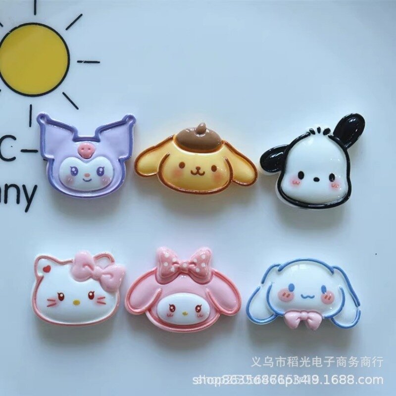 10 szt. Emaliowane Sanrio Hello Kitty Kuromi Cartoon żywica Flatback kaboszony Diy biżuteria robiąca rękodzieło materiały